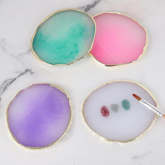 4 Pack Nail Art Palette, Resin Polish Color Design Makeup Mixing Plate - 4 Colors Mini Paint Palette for Nails
