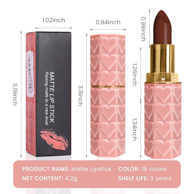 evpct 1Pcs Dark Brown Deep Coffee Lipstick, Silky Velvet Matte Lipstick Pack Sets for Women, Long Lasting Smudge Proof Lipstick Lip Stain Makeup Kit matte lipstick 24 hours original N06