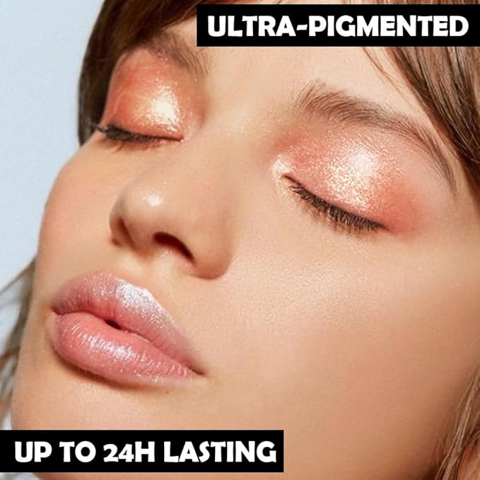 Eyeshadow Single Glitter, High-Pigment Monochrome Eye Shadow Pressed Powder, Everyday Velvety Silky Eye Makeup Looks, Professional Long-Lasting Waterproof Single Eyeshadow Palette, Orange Gold 07