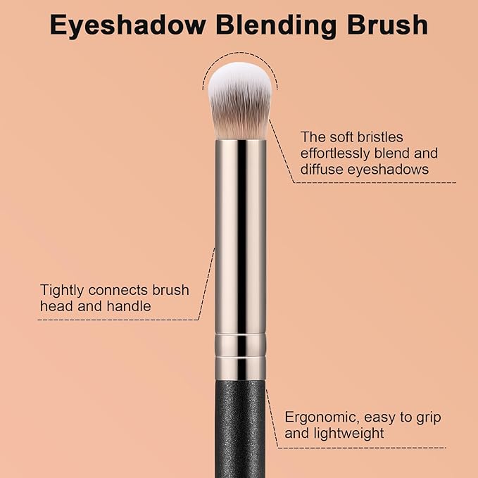 TEOYALL Eyeshadow Blending Brush, Soft Dense Synthetic Bristles Crease Brush For Powder Cream Contour Bronzer Concealer