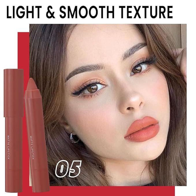 BINGBRUSH Crayon Matte Longwear Lipstick Pack Set,Moisture Smooth Color Stick Ultimate Lip Crayon for Makeup Collection - Waterproof Velvet Lipgloss (05#, 1 Count (Pack of 1))