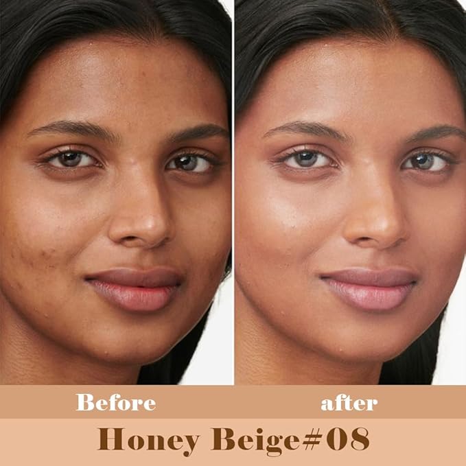 Liquid Concealer for Older Women, Under Eye Brightener Full Coverage Concealer for Dark Circles, Spots, Lightweight Waterproof Foundation Makeup, Vegan & Cruelty-Free, 08 Honey Beige