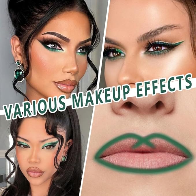 evpct Green Eyeliner Pencils for Eyes, Dark Emerald Green Colored Eye Liner Pencil Makeup Waterproof Smudge Proof, Colored Gel Waterline Eyeliner Liquid Face Eye Paint Stick Lipstick Halloween Makeup
