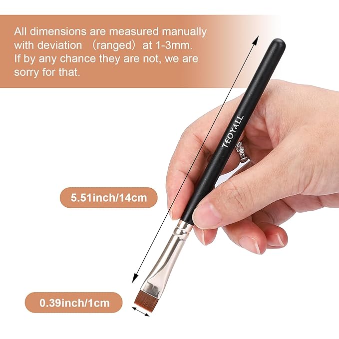 TEOYALL Concealer Brush Set, Flat Top Blush Brush, Angled Nose Contour Brush Ultra-Thin Eyeliner Eyebrow Brush for Flawless Finish (370S/Flat Top/Thin Flat)