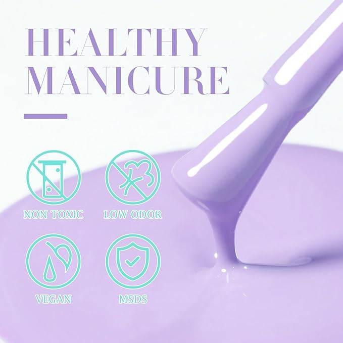 Double Rhythm 15ML Gel Nail Polish Pure Sheer Same Color Same Bottle Soak Off Gel Polish Art Manicure Salon DIY at Home for Women (Purple Lilac-A1388)