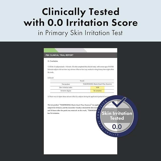 TOSOWOONG Black Snail Plus Essence With 960,890ppm Black Snail Secretion Filtrate, Hydrating Serum, Repairing, Anti Aging, Dull Skin, Fine Lines, Sensitive Skin, Korean Skin Care, 100ml, 3.38 fl.oz.