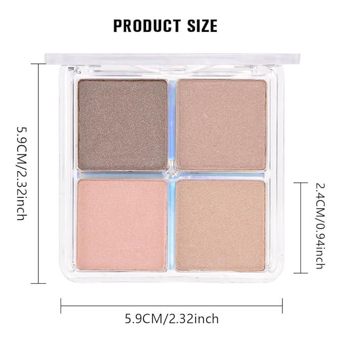 Kaely Powder Eyeshadow Quad, Sheerly Nude Glitter Eyeshadow Palette Makeup, Neutral Eye Shadow Palette for Older Women Pigmented Waterproof, sombras para ojos, Blendable, Cruelty-free, 09