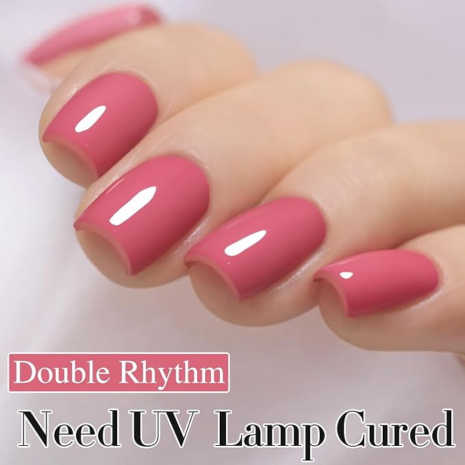 Double Rhythm 15ML Gel Polish Pure Sheer Same Color Same Bottle Soak Off Gel Polish Art Manicure Salon DIY at Home for Women (Rose Pink-A1473)