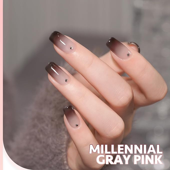 GAOY Gray Pink Jelly Gel Nail Polish of 6 Transparent Nude Pink Black Whiter Colors Sheer Gel Polish Kit for Salon Manicure and Nail Art DIY at Home