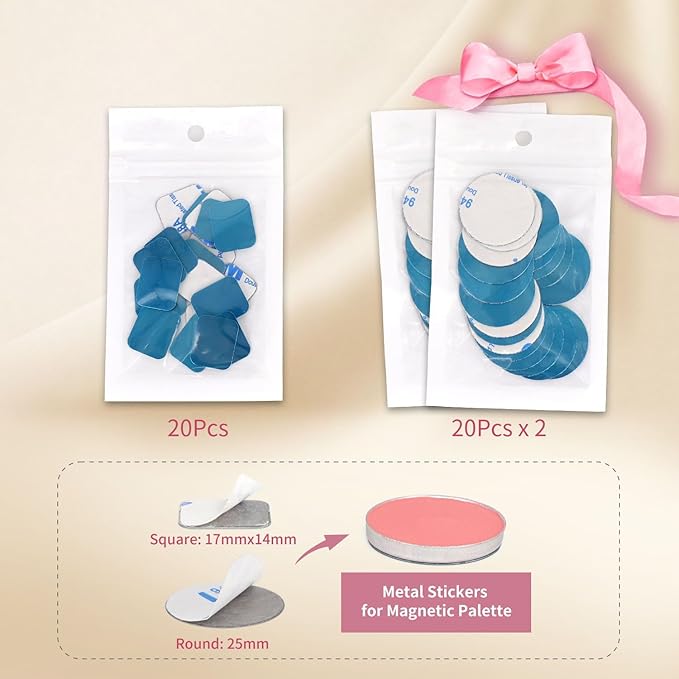 Magnetic Makeup Palette with Frosted Clear Top, 3Pack Empty Eyeshadow Dispensing Storage Box with 60Pcs Adhesive Metal Stickers for DIY Cosmetics Powder-5.72”X5.98”Palette