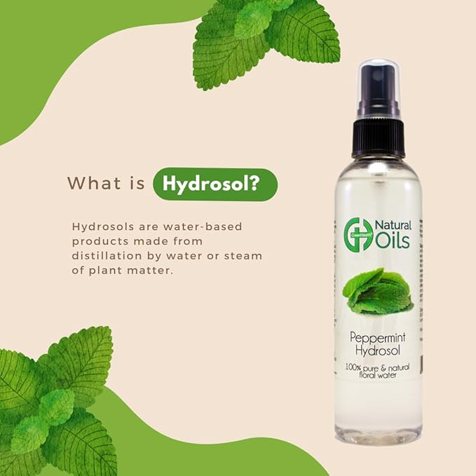Peppermint Hydrosol (Floral Waters) - 4 fl oz Plastic Bottle w/Black Spray Cap - 100% natural - GreenHealth