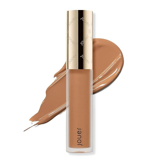 Jouer Essential High Coverage Liquid Concealer - Brightening Concealer - Color Corrector for Under Eye Dark Circles, Spot Coverage, and Eye Primer - Soft Matte Finish, DarkOchre