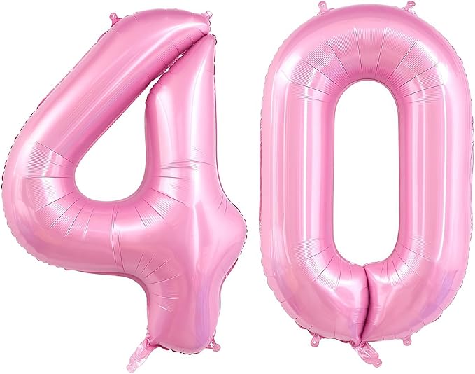 Pastel Pink 40 Balloon Number,40 Inch Light Pink 40 Balloons Large Helium Foil Mylar Number 40 Balloon for Birthday Party Anniversary Decorations