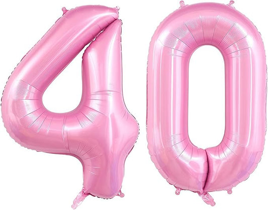 Pastel Pink 40 Balloon Number,40 Inch Light Pink 40 Balloons Large Helium Foil Mylar Number 40 Balloon for Birthday Party Anniversary Decorations