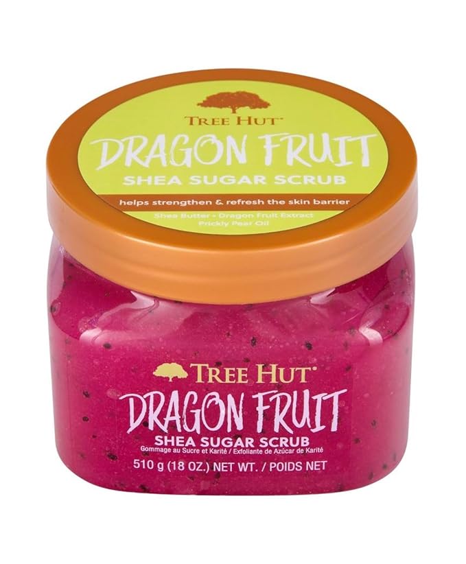 Tree Hut Dragon Fruit Shea Sugar Scrub, Exfoliating, Hydrating & Moisturizing Body Scrub with Shea Butter & Nourishing Essential Oils, Smooth & Soften Skin, 18 oz