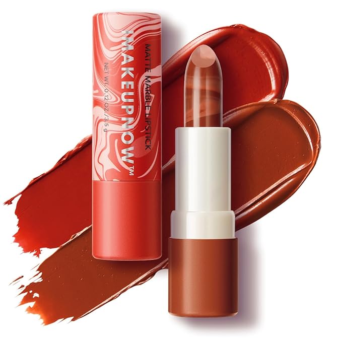 imakeupnow 2PCS Marbled Matte Lip Stick Makeup - Velvety Finish | Naked-lip Feel, Full Coverage, D002+D004
