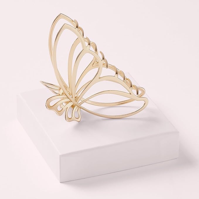The Hair Edit Gilded Wing Clip - Extra Large Soft Gold Metal Butterfly Claw Clip
