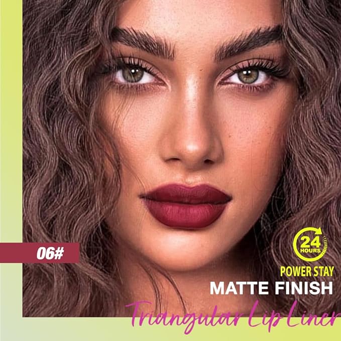 evpct Dark Wine Red Triangle Lip Liner Pencil Stick for Women, Retractable Lips Liner Pen Triangle Tip for Sculpting Filling Plumping, Longwear Lipliners Pencil Vegan Cruelty Free Lip Filler Plumper