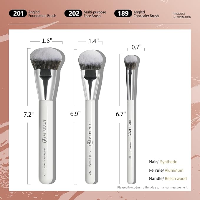 Makeup Brush for Foundation Concealer Blush Contour Liquid Cream Blending Angled Shape