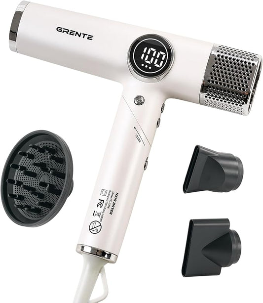 Portable Travel Hair Dryer, 110,000 RPM High-Speed Ionic Hair Dryers,Negative Ion Blow Dryer,4 Heat Settings & 3 Speed, Magnetic Diffuser & Concentrator,Low Noise, Lightweight, No Heat Damage