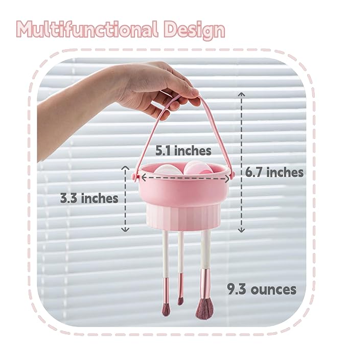 3 in 1 Silicone Makeup Brush Cleaner Bowl, Make up Brush Cleaner Mat with Makeup Brush Drying Holder and Comestic Brush Organizer, Paint Brush Cleaner