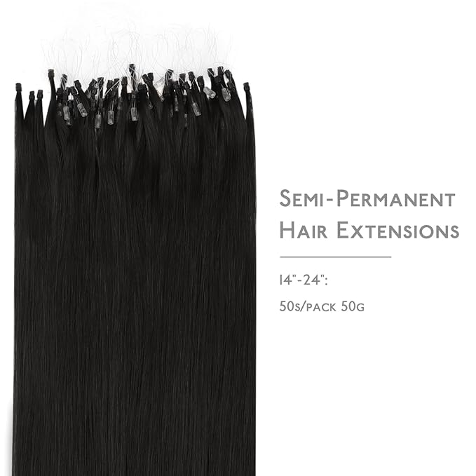 WENNALIFE Microlink Hair Extensions Human Hair, 50g 50s 22 Inch Natural Black Remy Micro Bead Hair Extensions Real Human Hair Micro Link Micro Loop Micro Ring Hair Extensions Straight Microlinks