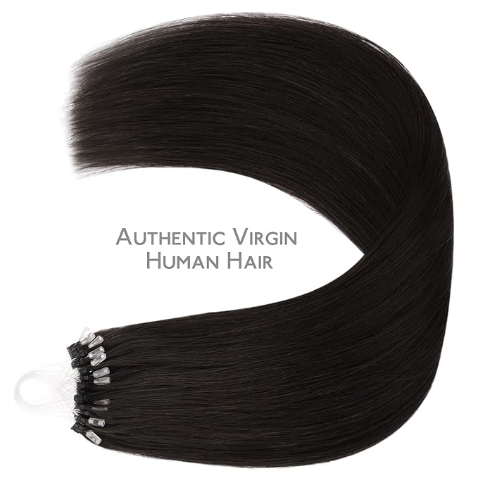 WENNALIFE Microlink Hair Extensions, 50g 50s 16 Inch Human Hair Dark Brown Remy Micro Bead Micro Link Loop Ring Invisible Straight