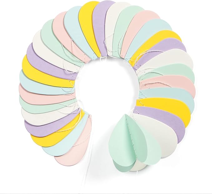 Pastel-Rainbow Party-Decorations 3D Heart Garland - 39Ft Yellow Blue Pink Purple Mint Hanging Paper Streamers Banner, Engagement Wedding Bachelorette Baby Bridal Shower Decor Ouruola