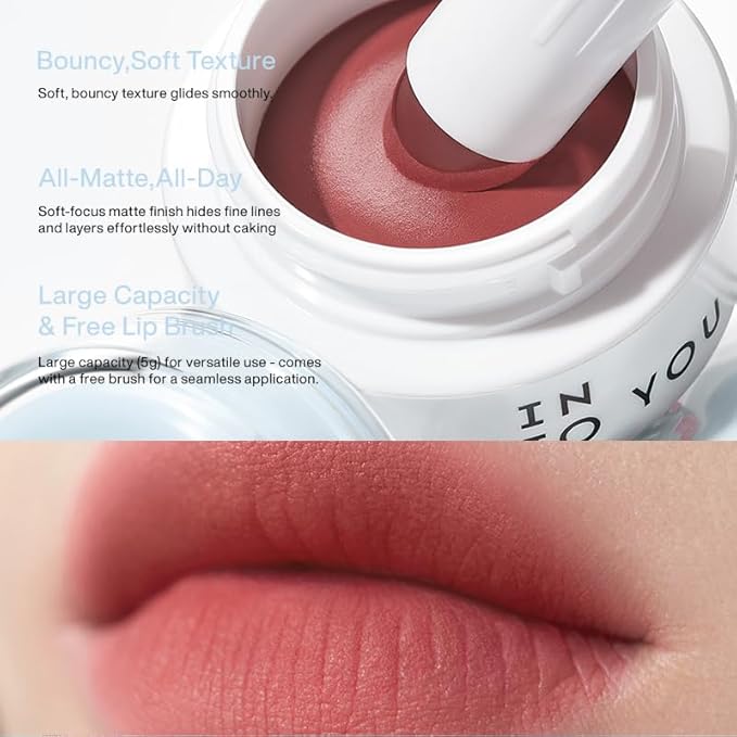 INTO YOU x M.Lan Panda Matte Liquid Lipstick for Women, Canned Long Lasting Pink Lipstick Waterproof with Lip Brush, No Transfer, High Pigmented with Lightweight Lip Mud Texture, MLP01