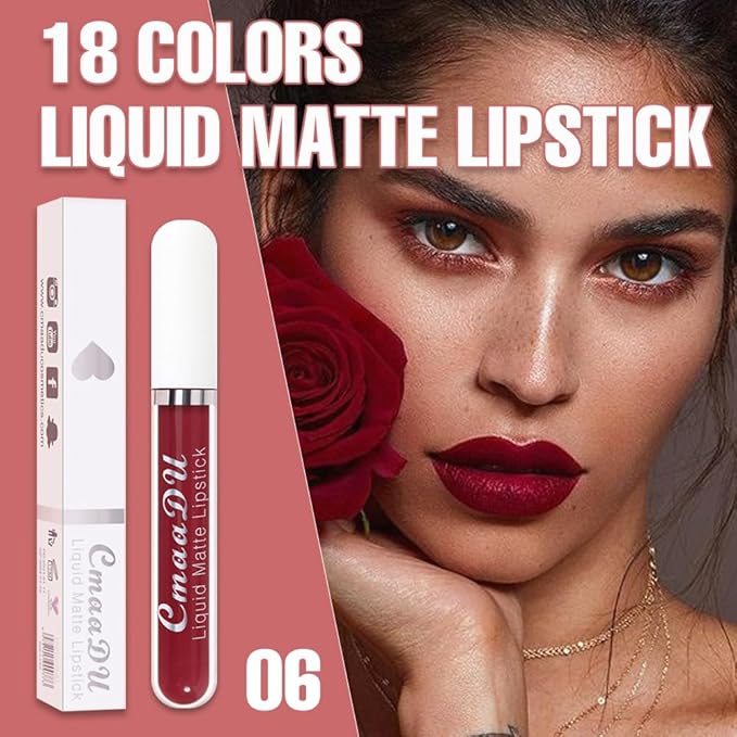 evpct 1Pcs Plum Red Liquid Matte Lipstick Lipgloss Set for Women, labiales mate 24 horas originales matte larga duracion 24 Hour Lipstick Lip Stains Long Lasting Waterproof 24, 06#