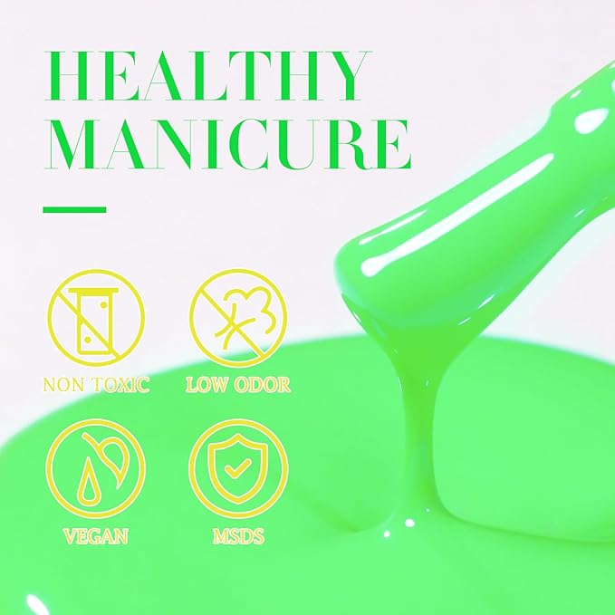 Double Rhythm 15ML Gel Nail Polish Pure Sheer Same Color Same Bottle Soak Off Gel Polish Art Manicure Salon DIY at Home for Women (Neon Light Green-A1420)