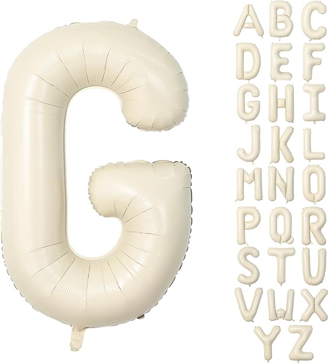 40 Inch Letter Balloons G, Big Custom A-Z Alphabet Foil Name Balloon Cream White, Self Inflating Beige Customize Helium Balloon Letters G for Women Girls Birthday Grad Oh Baby Shower Party Decorations