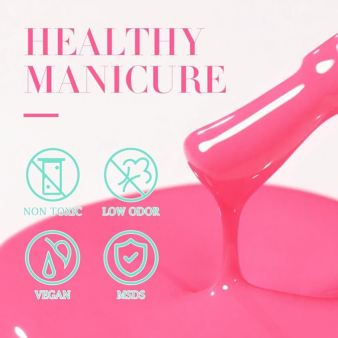 Double Rhythm 15ML Pink Gel Polish Pure Sheer Same Color Same Bottle Soak Off Gel Polish Nail Art Manicure Salon DIY at Home for Women (Pink Pale-A1040)