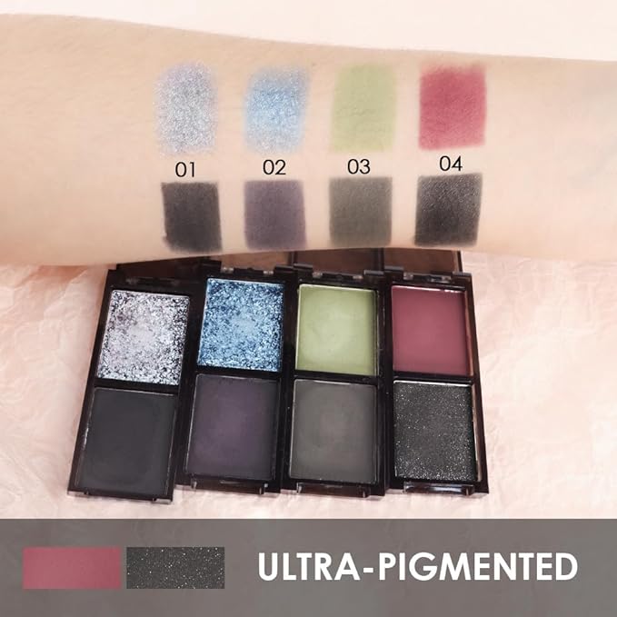 AMY'S DIARY 2 Color Shimmer Black matte Red Eyeshadow Palette – Shimmer matte Shades eye shadow for Eye Makeup, Long-Lasting & Highly Pigmented, Vegan & Cruelty-Free for woman (04#)