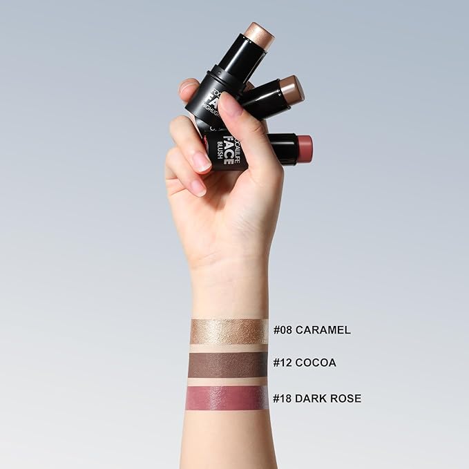FOCALLURE 3 Pcs Cream Contour Sticks,Shades with Highlighter & Bronzer & Blush,Non-greasy Long-wear Face Contouring Pen,Easy to Sculpt the Face and Create a Lightweight Finishing Makeup,MEDIUM-DEEP