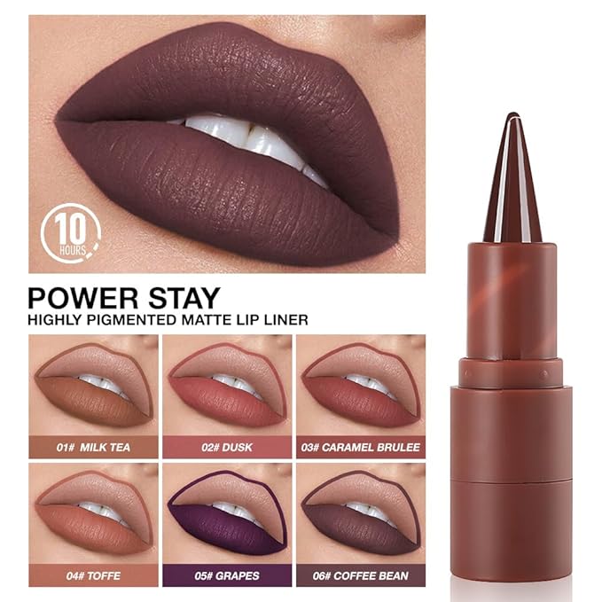 Deep Matte Crayon Lip Liner Lipstick Makeup, Precision Tip Matte Lip Crayon , Longwear Up To 24Hrs,Matt Lip Liner Make Up Smudge-Proof Lip Contour Waterproof for Women (Coffee Bean, Regular)