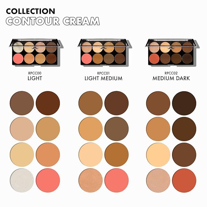 Ruby Kisses 3D Cream Contour Artist Set 3 Pack (Light, Light Medium, Medium Dark)