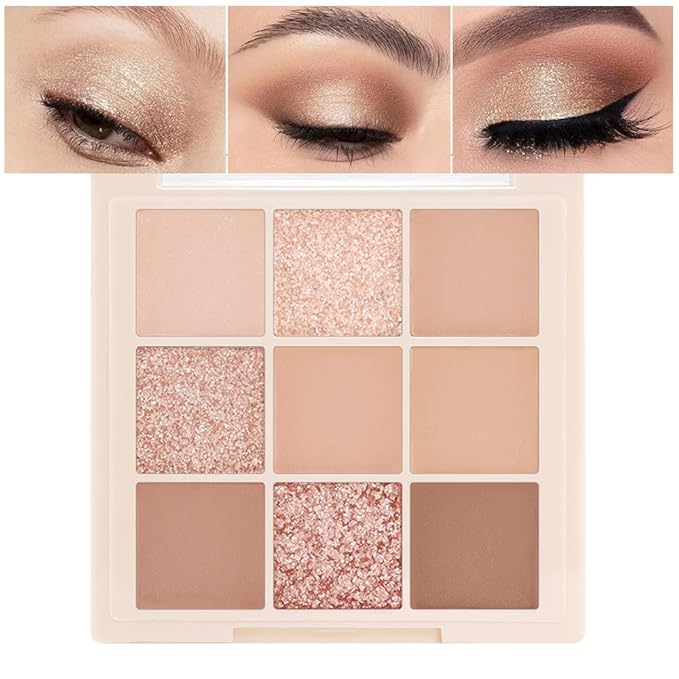 Nude Pink Beige Eyeshadow Palette,Natural Eye Shadow Make Up Pallets for Women,Neutral Small Cream Light Colors Eyeshadow Palette Long Lasting Naturing-Looking,Vegan