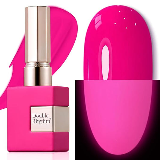 Double Rhythm 15ML Gel Nail Polish Pure Sheer Same Color Same Bottle Soak Off Gel Polish Art Manicure Salon DIY at Home for Women (Neon Hot Pink-A1419)