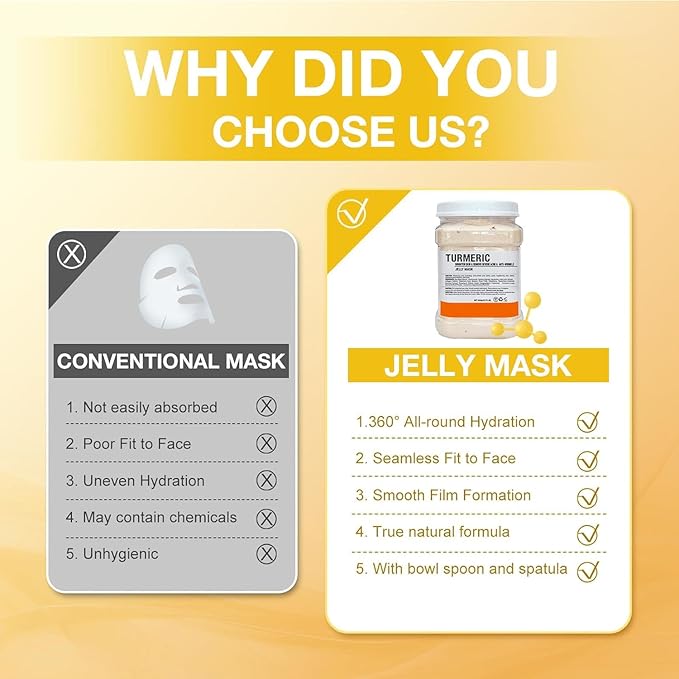 Jelly Mask for Facials Professional, Hydrating & Moisturizing Peel-Off Natural Gel Face Mask SkinCare, Professional Spa Use Jelly Face Masks, Deep Hydration & Glow 23 Fl Oz (Turmeric)