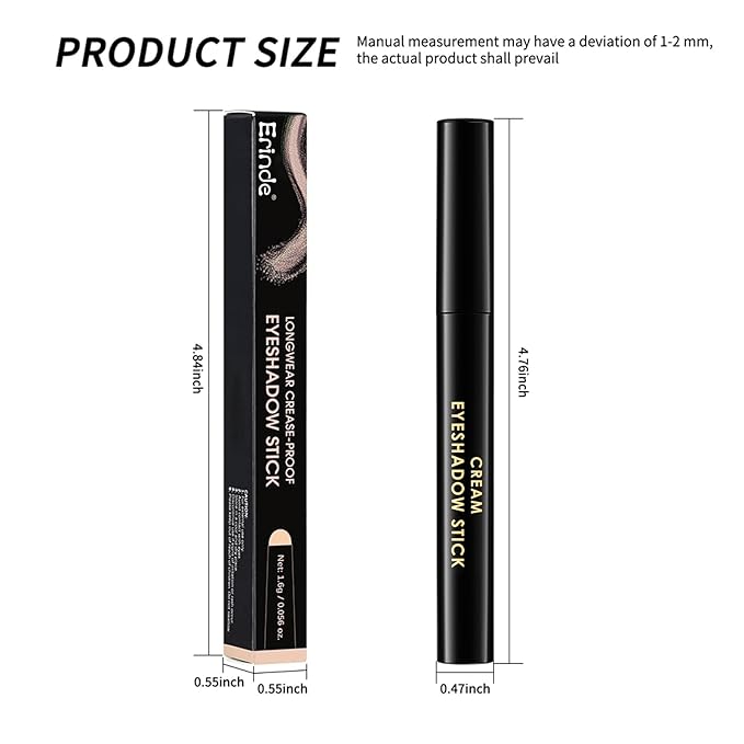 Erinde Waterproof Eyeshadow Stick, Cream Eye Shadow Stick, Long-Lasting, Crease-Proof, Cream to Powder Buildable & Blendable Eye Shadow Pencils Crayon, Vegan & Cruelty-Free, 13 Gray Brown
