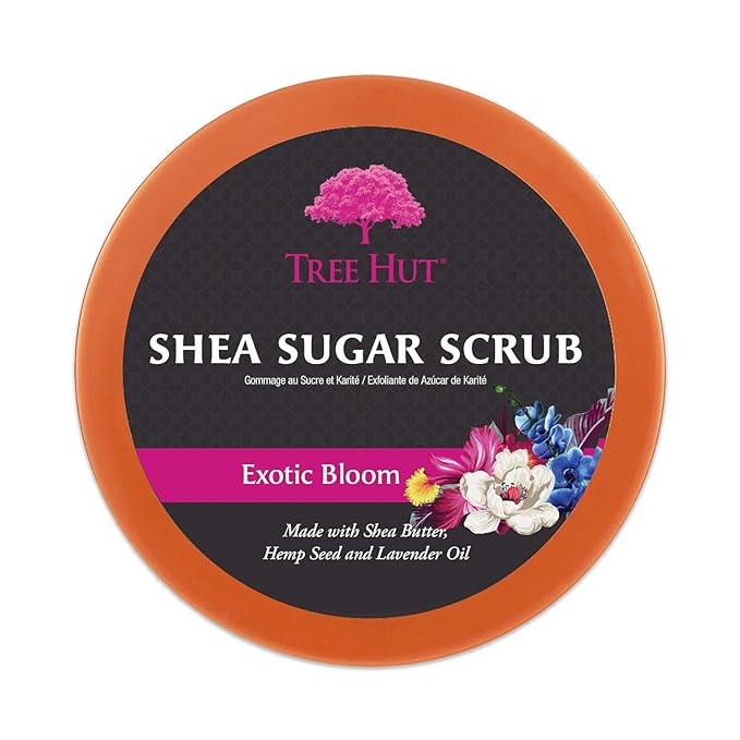 Tree Hut Exotic Bloom Shea Sugar Scrub | Exfoliating Body Scrub Removes Dead, Dry Skin for a Soft & Hydrated Feel | Nourishing Essential Body Care | 18 fl oz.