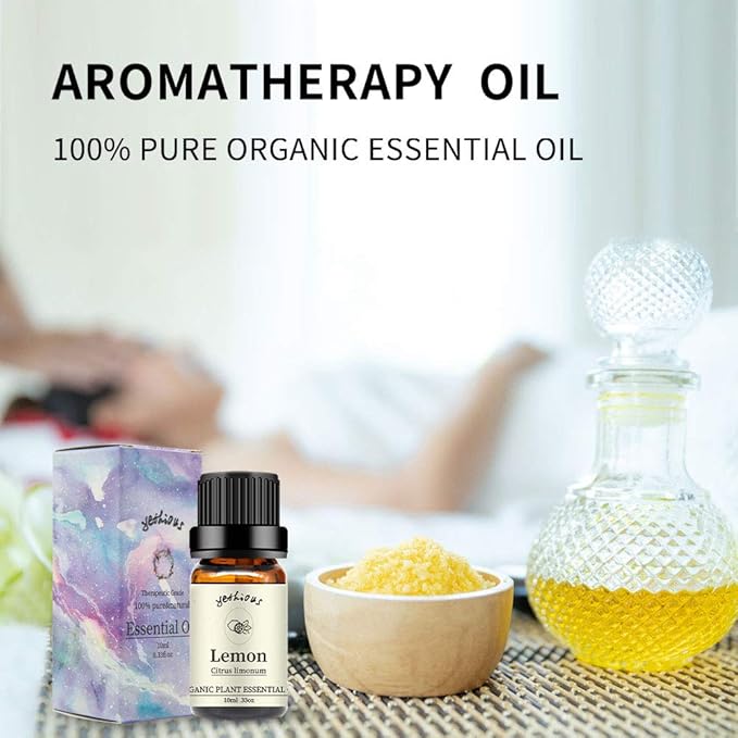 yethious Lemon Essential Oils for Diffuser & Aromatherapy Pure Lemon Oil for Skin, Hair Gift Oils - 10ML