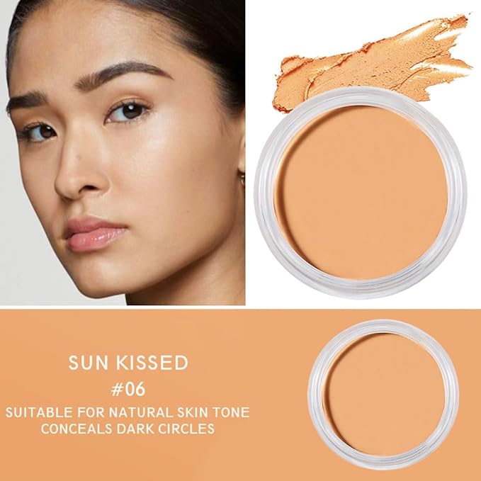 Kaely Cream Pot Concealer Full Coverage Makeup Set, Under Eye Brightener Color Correcting Concealer for Dark Circles, Waterproof Foundation Palette with Brush, Eye Ring Corrector de ojeras, 06