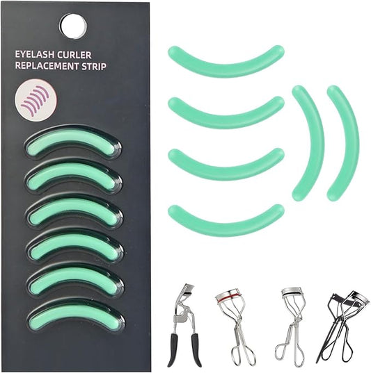 Soft Silicone Rubber Eyelash Curler Refills Compatible with Shiseido, Tweezerman, Revlon, Shu Uemura, Surratt, e.l.f Eyelash Curler for Travel Portable Carry,Cosmetic Accessory,6PCS (Green)