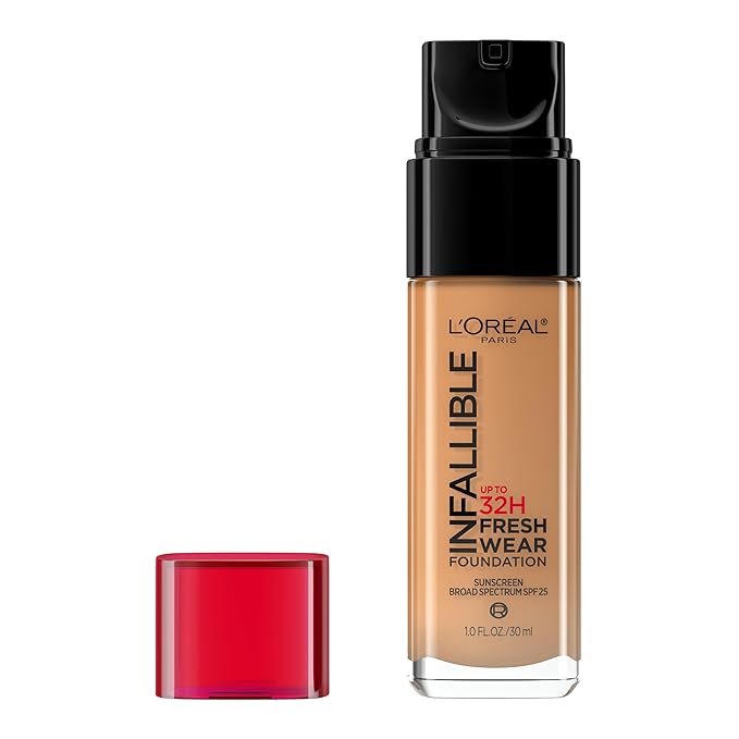 L'Oreal Paris Makeup Infallible Up to 32 Hour Fresh Wear Lightweight Foundation, 487 Warm Almond, 1 Fl Oz, Packaging May Vary