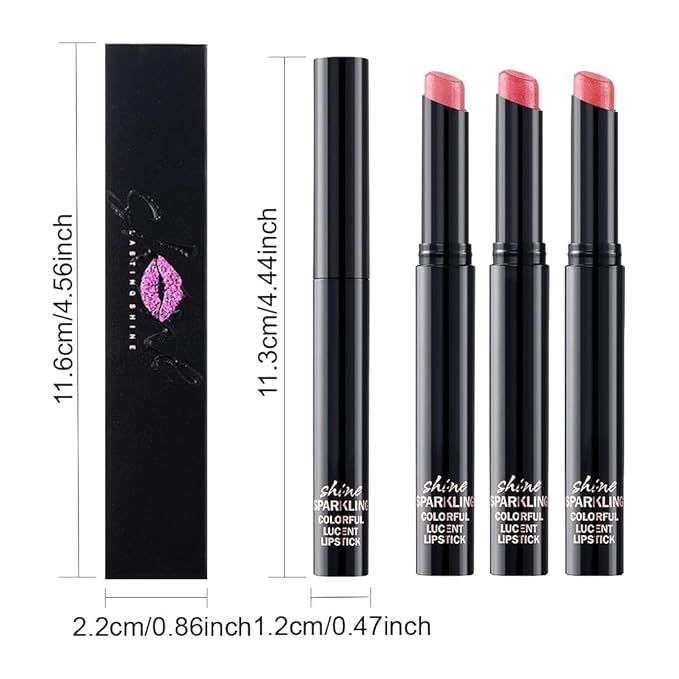3Pcs Pink Nude Orange Metallic Lipstick for Women,Lightweight Non-Drying Shimmer Frosted Lipstick,Glitter Lip Gloss Stain Long Lasting Waterproof Smudge Proof 24 Hour Full Coverage Lip Makeup,Vegan