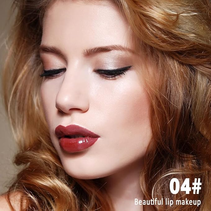 evpct Cranberry Red Shiny Longwear No-Budge Liquid Lip Color Lipstick Makeup, Highly Pigmented Color Instant Shine, Waterproof Long Lasting Lipstick for Women, Lip Stain Gloss Lip Liner Brush, 04#