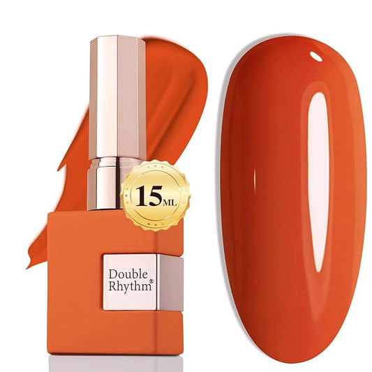 Double Rhythm 0.5Oz Gel Polish Pure Sheer Same Color Same Bottle Soak Off 15ML Gel Polish Manicure Salon Nail Art DIY at Home for Women (Pumpkin Orange-A1100)