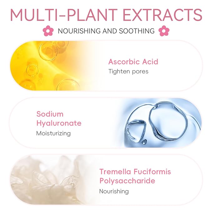 Skincare Set Sakura Teen Girls Gifts - Skin Care Set - Skincare for Teens 10-12 Hydrating - Travel Size Facial Kit for Women with Cleanser,Serum,Cream,Bunny Headband,Cleansing Brush（5pcs）